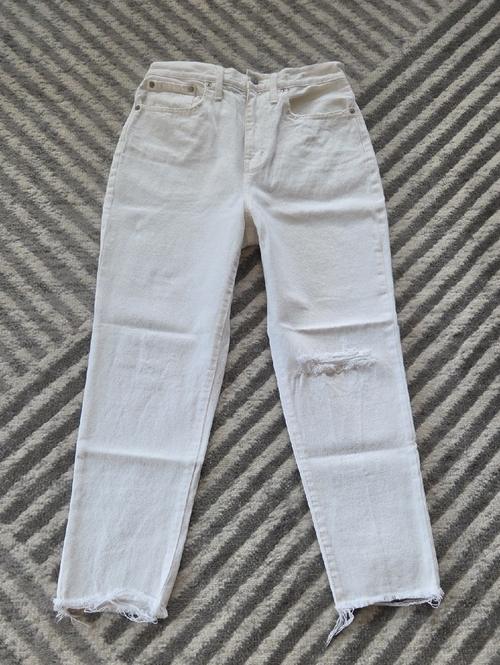 Madewell White Straight-Leg High-Rise MomJean